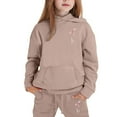 thumbnail image 4 of RTKFRFLM Girls Outfit 2 Piece Hoodie And Pants Set Kids Casual Outfit Letter Print Sweatshirt Outfit Joggers Comfy Toddler Winter Clothes Clothing Sets,Size 10-11 Years, 4 of 4