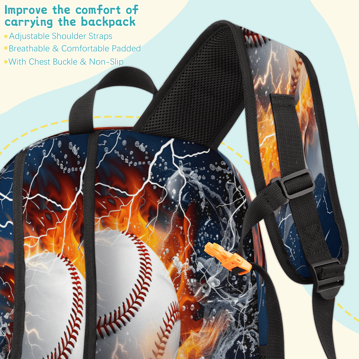 Herdesigns Sports Baseball Themed Laptop Backpack for Women Men, Work Computer Backpacks, 18.3 Inch Large Computer Nurse Teacher Bags Travel Casual Daypack
