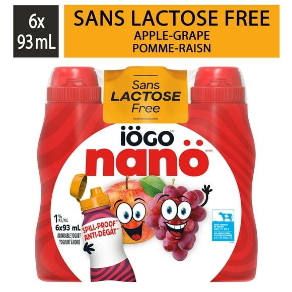iÖGO Nano Yogourt à Boire Sans Lactose Pomme-Raisin 1 % 650 g
