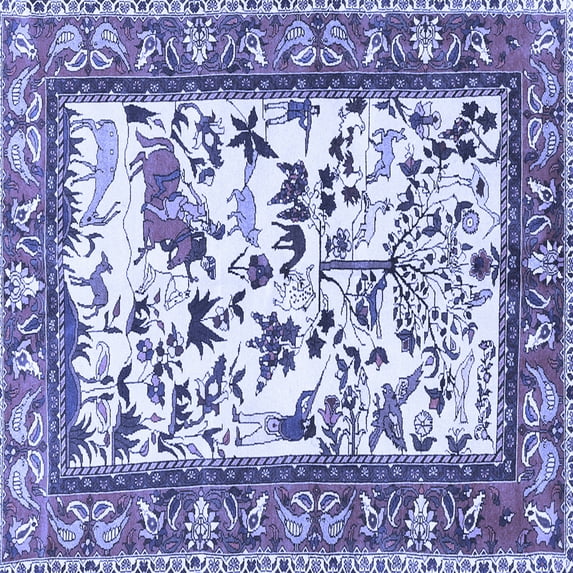 Ahgly Company Indoor Square Animal Blue Traditional Area Rugs, 8' Square