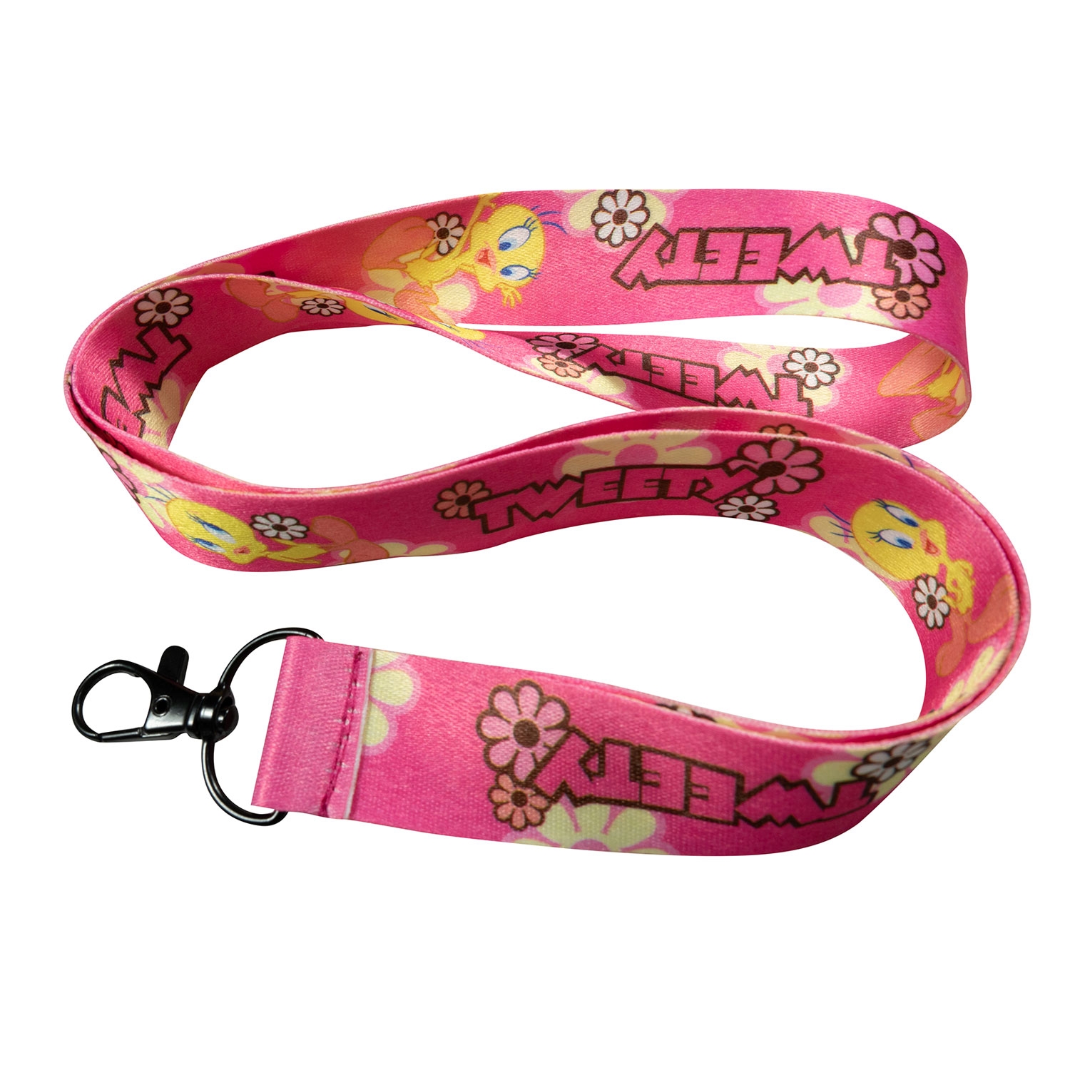 Tweety Bird Pink Black Clip Keychain Holder Lanyard