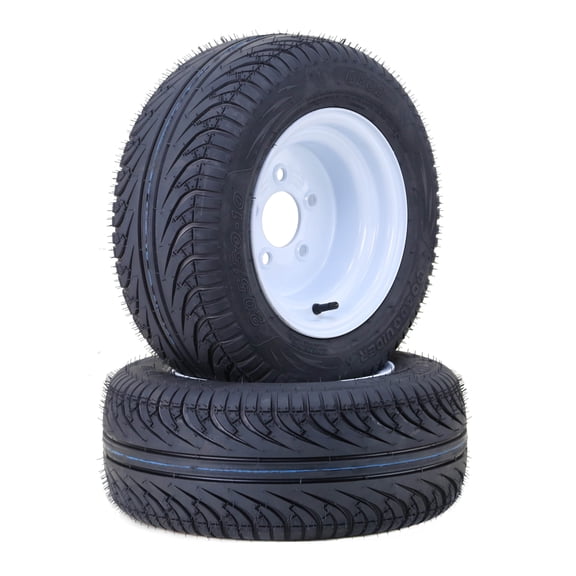 LIBRA Golf Cart Tire Wheel Assembly 205/50-10 on White Steel Wheel 5 Lugs on 4.5" PCD, Set 2 -14037