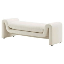 Accent Chair Bench, Ivory White, Fabric, Living Kitchen Cafe Bistro Hospitality Restaurant, Modern Contemporary HB34808