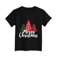 thumbnail image 4 of Povozer Girls Christmas Shirt Kids Christmas Tree Comfortable Breathable Stylish Print Short Sleeved Top For Girls,Size 1-2 Years,Black, 4 of 4