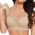 thumbnail image 4 of IQOGKRN Plus Size Anti Sagging Bras for Women Seamless No Underwire Comfortable Push Up Wireless Bra Mesh Padded Smoothing Bras Beige L, 4 of 4