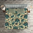 thumbnail image 2 of Ambesonne Retro Quilted Coverlet 3 Pcs, Vintage Colorful Floral, King Size, Yellow Blue Cream, 2 of 2
