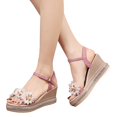 thumbnail image 2 of Vedolay Women's Heeled Sandals Wedge Sandals for Women Hollow Out Slip On Platform Wedge Casual Sandals,Beige 8, 2 of 4