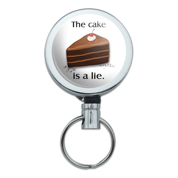 The Cake is a Lie Gamer Retractable Belt Clip Badge Key Holder
