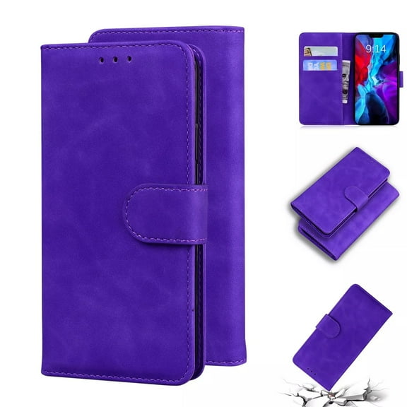 Dteck For iPhone 16 Plus Wallet Pocket Case, Shockproof PU Leather Flip Wallet Case Cover with Card Slot Holder Kickstand Protective Phone Case, Purple