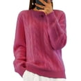 thumbnail image 1 of Avamo Chandails pour Femmes Col Rond Torsadé Chandail Chaud d'Hiver Chandail-Over Chic Framboise L, 1 of 2