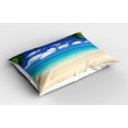thumbnail image 2 of Ambesonne Island Pillow Sham 2 Pack, Tropic Vacation Scenic, 26"x20", Royal Blue Sand Brown, 2 of 3
