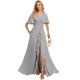 thumbnail image 1 of El vestido de dama de honor deamify, modesto cuello en V, mangas onduladas 2025, 1 of 7