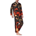 thumbnail image 2 of KLL Fiery Floral Pattern Sleepwear Mens Flannel Pajamas,Long Cotton Pj Set, 2 of 7
