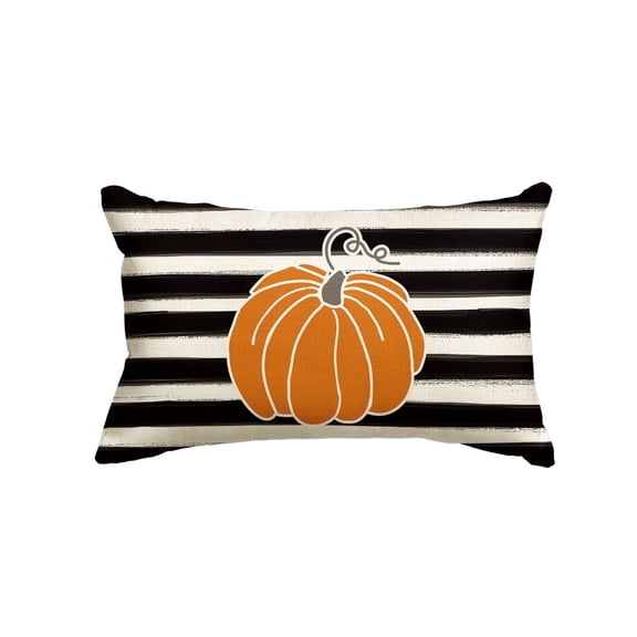 Sm:)e 12 x 20 Fall Pillow Cover Watercolor Stripes Pumpkin Decorative Outdoor Cushion Cover