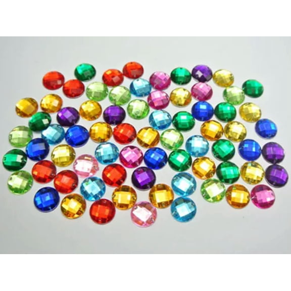 EOEMY 1000 Flatback Acrylic Faceted Round Sewing Rhinestone Button 10mm Sew On Beads-Mixed Colour