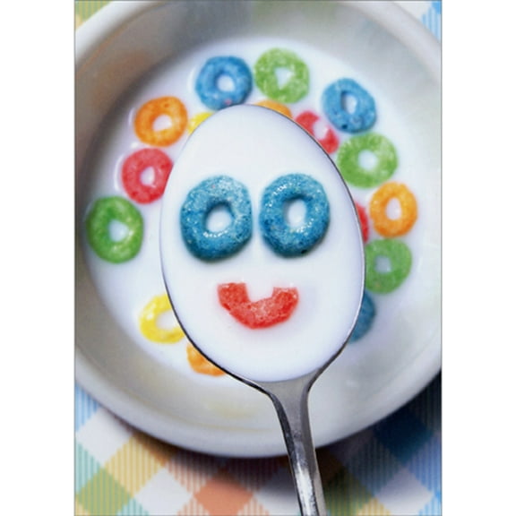 Avanti Press Colorful Cereal Face in Spoonful of Milk Cute Encouragement / Friendship Card