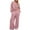 Pink, variant on HAiming Womens 2 Piece Outfits Casual V Neck Pullover Shirts Wide Leg Pants Loose Solid Color Workout Tracksuit Sets