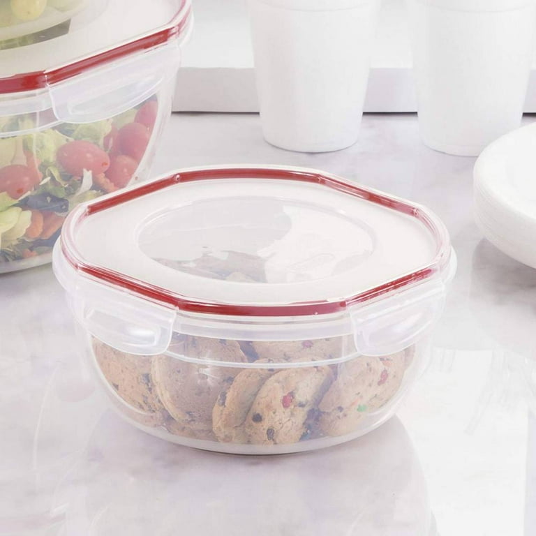 Tupperware Ultra Clear Container Set of 4 Red Seal New