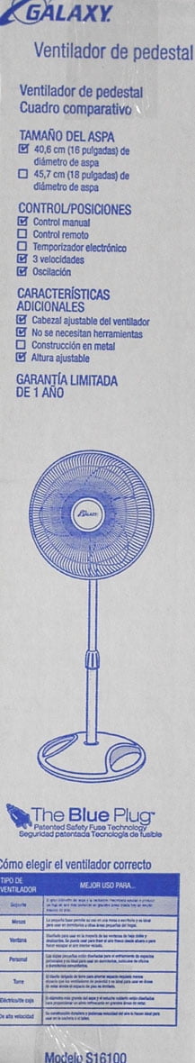 Lasko 16" Galaxy Oscillating Pedestal Fan with 3 Speeds, 47" H, White, S16100, New