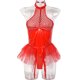 thumbnail image 1 of Falda tutú de malla de cuero de patente de PU sexy europea y americana con cuello colgante y liguero colgante, mono solucionable 3334, 1 of 6