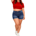 thumbnail image 3 of QERINTE Plus Size Blue Shorts for Women Stretchy High Waisted Denim Embroidery 14 to 22, 3 of 6
