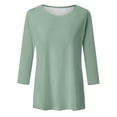 thumbnail image 5 of DHFJKG 3/4 Sleeve T Shirt Women Casual Crewneck Solid Color Spring Summer Top Soft Comfort Stretch Fit Daily Wear Basic Tee, 5 of 5