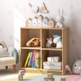 thumbnail image 2 of Costway Kids Toy Storage Organizer 4-Cube Wooden Display Bookcase with Anti-toppling Device Natural, 2 of 10