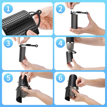 Moukey Microphone Pop Filter, Metal Mic Filter for Blue Yeti, AT2020, AT2050- MPFUBK1
