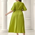 thumbnail image 4 of Njagoc3 Single Tone Midi Dress with Pleated Skirt, Short Sleeve & Side Pockets Office Ready 2025 Summer, 4 of 6