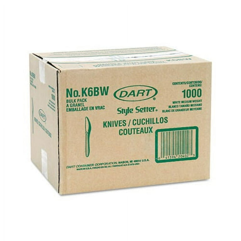 Style Setter Mediumweight Plastic Knives, White, 1000/Carton Style Setter Mediumweight Plastic Knives, White, 1000/Carton