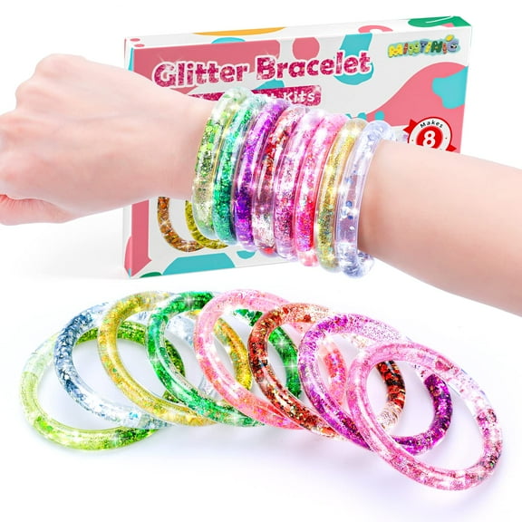 Pearoft Gift for 5 6 7 8 Year Old Girls Kids Craft Kits Girl Toy Age 6-8 Arts and Crafts for Kids Bracelet Making Craft for Girl Liquid Glitter Jewellery Making Kit for 5 6 7 8 9 10 11 12 Girl Kid