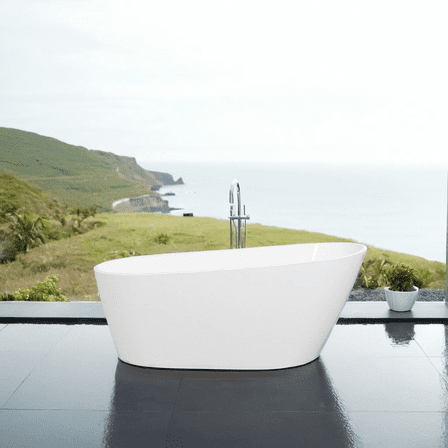 67'' Acrylic Freestanding Soaking Bathtub with Classic Slotted Overflow and Toe-tap Drain in Chrome