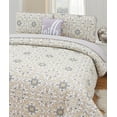thumbnail image 4 of Hannah Linen Queen Quilt Set - Microfiber 4 Piece Quilt with 1 Shams and 2 Decorative Pillow (Queen, Taupe Greyson), 4 of 9