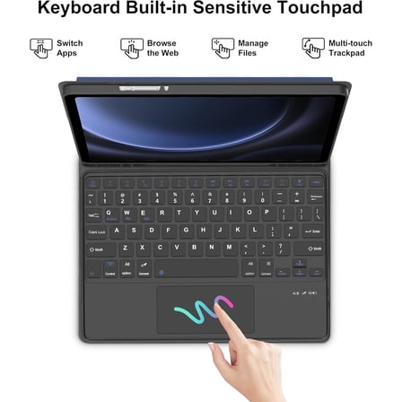 YUYAN-Keyboard Case for Samsung Tablet S9 FE 10.9 Inch with Touch Keypad for Galaxy Tab S9, Detachable Trackpad for Samsung Galaxy S9FE 5G with Pen Slot Folio Cover for S9 11''/S9fe 10.9'' Tab, Navy
