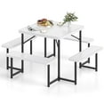 thumbnail image 2 of Costway Picnic Table Bench Set for 4-8 People with Umbrella Hole All-Weather HDPE Tabletop White, 2 of 10