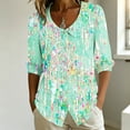 thumbnail image 5 of Sheghy Shirts for Women Cotton Linen Printed Button Spring Summer Everyday Shirt Army Green M, 5 of 6