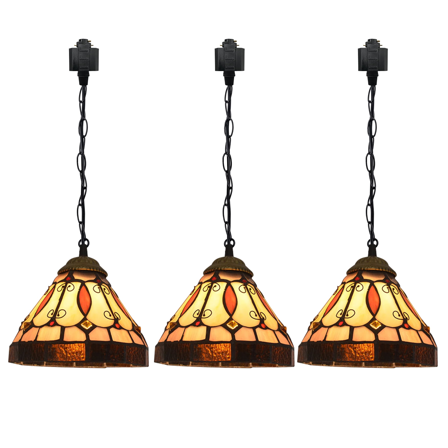 Kiven HType Track Lighting, 3Light Tiffany Halo Track Pendant Light