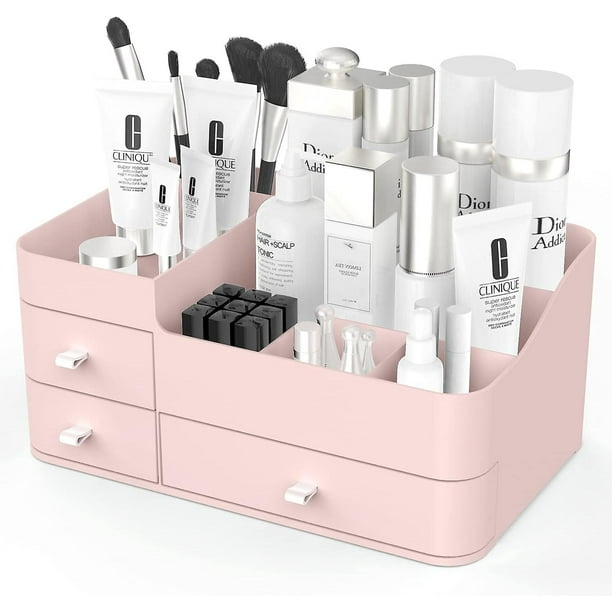 Makeup Organizer Countertop, Cosmetics Organizer with Drawers, Makeup Storage Box Organizer Skin Care Holder Display Case for Dresser, Bathroom Counte