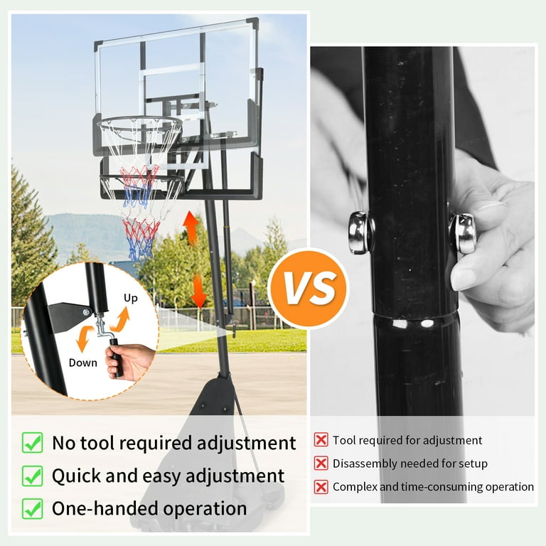 Ktaxon 5.3-10ft Adjustable Portable Basketball Hoop with Rebound Plate,44-Inch Weatherproof Backboard Indoor Outdoor