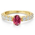 thumbnail image 3 of Gem Stone King 14K Yellow Gold Pink Tourmaline and Lab Grown Diamond Engagement Ring for Women | 1.73 Cttw | Oval 7X5MM | Gemstone October Birthstone | Size 9, 3 of 6