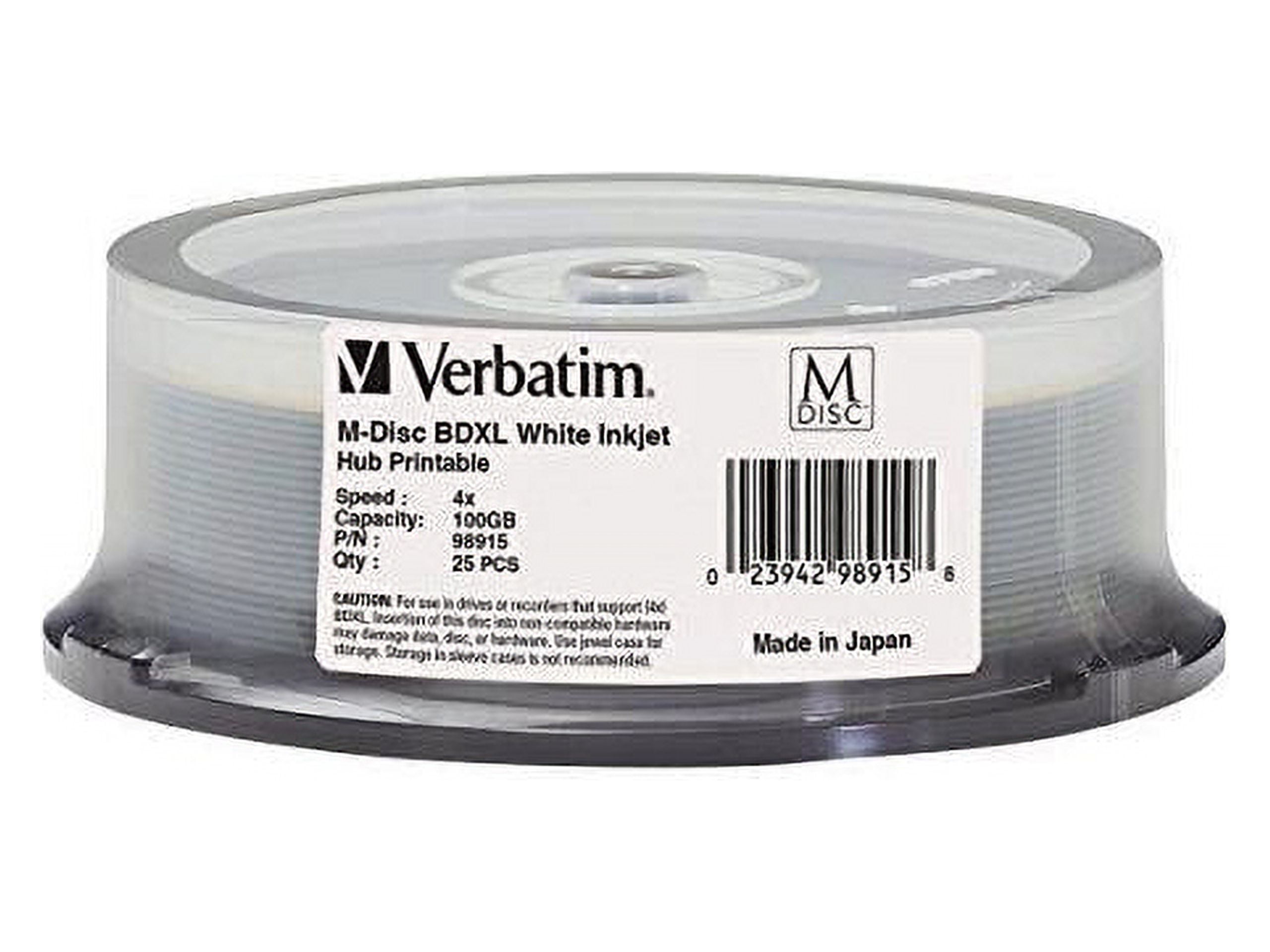 VERBATIM AMERICAS LLC 98915 M-DISC BD-R 100GB 4X INKJET PRINT 25PK