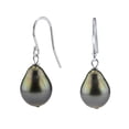 thumbnail image 1 of 14K Gold 9mm Tahitian South Sea Drop Cultured Pearl Dangling Tincup Earrings, 1 of 7