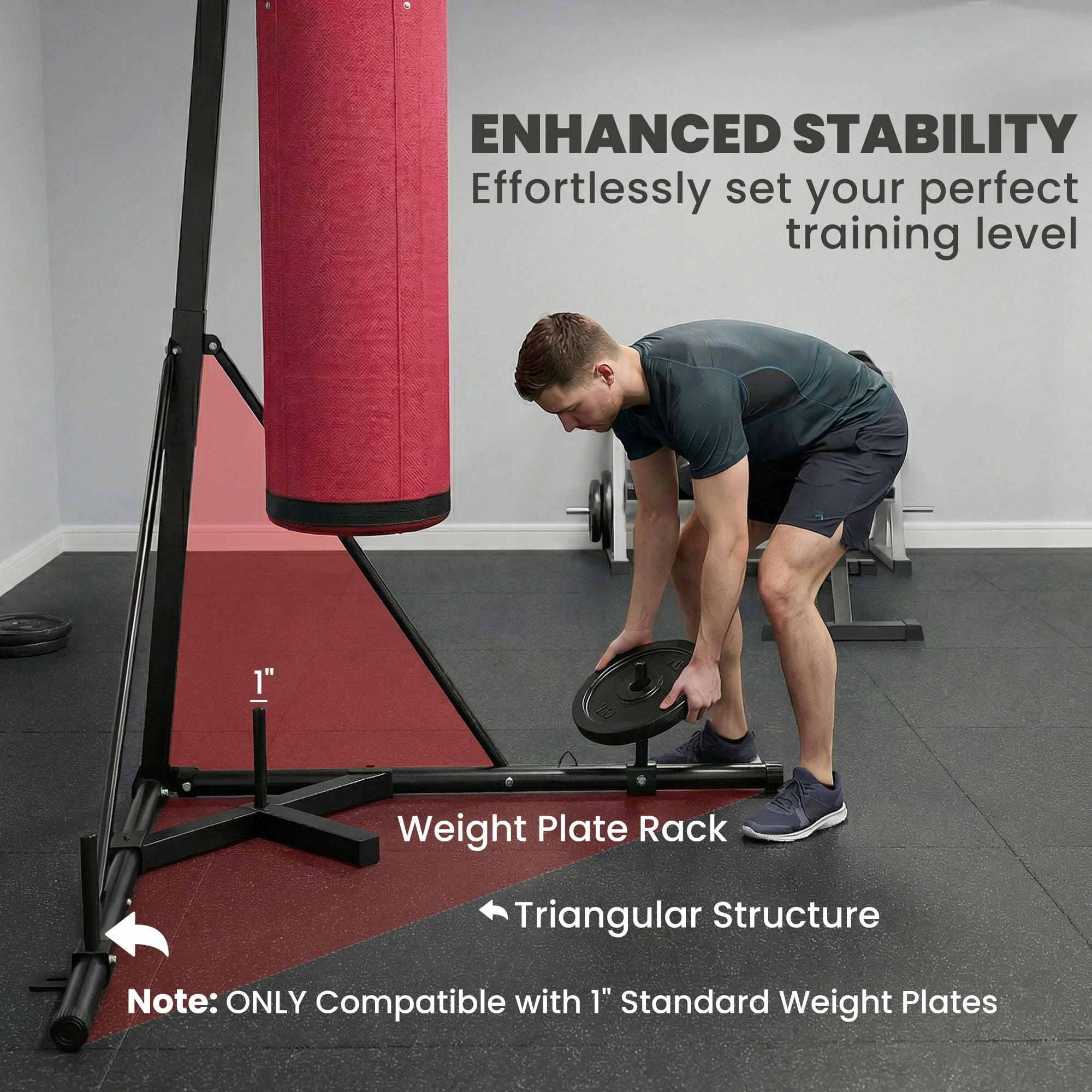 Dranite Speed Bag & Stand Combo, 72.8"-90.9" Adjustable Freestanding Punching Bag Set with Canvas Heavy Bag, Red