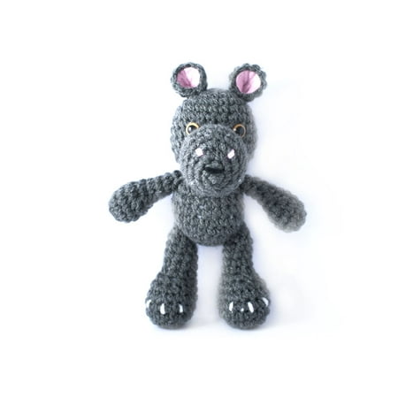 Gray Hippo Handmade Amigurumi Stuffed Toy Knit Crochet Doll