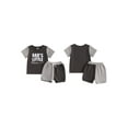 thumbnail image 3 of Aojekbee Baby Boys Girls Summer Outfits Fuzzy Letter Embroidered Contrast Color Short Sleeve T-Shirts Tops and Shorts 2Pcs Clothes Set, 3 of 10