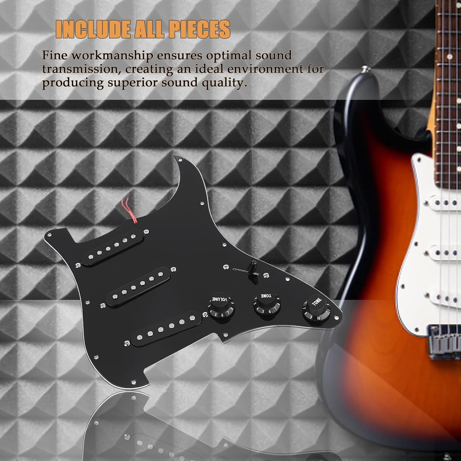 ST Electric Guitar Accessory Set, DIY Guitar Pickup Pickguard Back Cover, Bridge System Installation Kit, Pre-wired Pickguard, SSS Pickups, Bridge, and Other Accessories