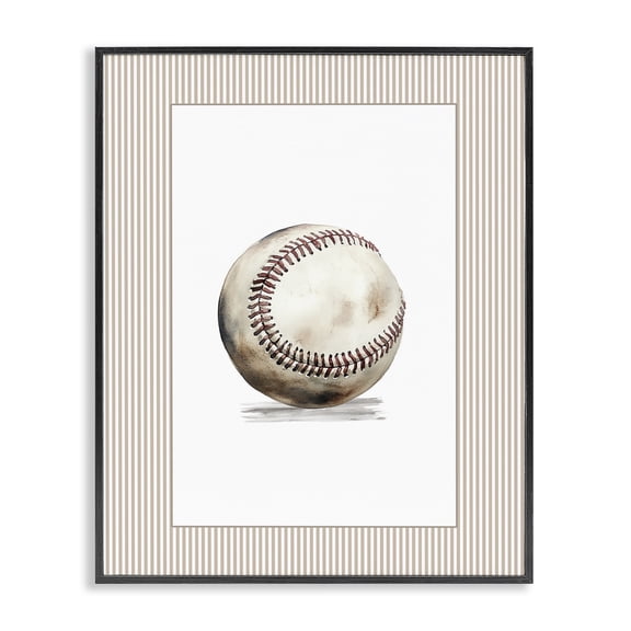 Stupell Industries Eclectic Vintage Sports Baseball Black Framed Giclee Art, 11 x 14, by Christine Simpson Art