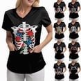 thumbnail image 4 of Godom V Neck Fall Shirts for Women Graphic T Shirts Cute Halloween Tee Tops, 4 of 7