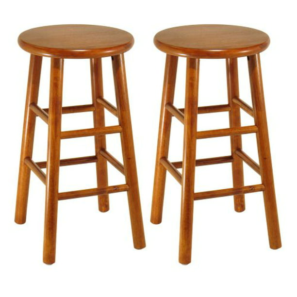 Winsome Wood Assembled 24 Inch Cherry, 24 Inch Natural Wood Bar Stools