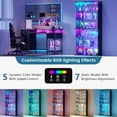 thumbnail image 3 of VKCC Display Cabinet with Glass Door and RGB, Lockable Curio Cabinet with Tempered Glass & Curved Acrylic Side, Bookshelf for Living Room, Black, 3 of 9